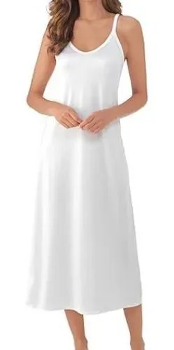 Vanity Fair‎ M/L 38 Slip Dress White Minimalist Bridal Coquette Sleep Loungewear thumbnail 1