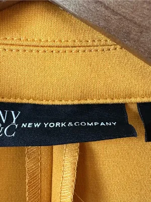 NY & Company Blazer Mustard Yellow Double Breasted Military Career Women’s M thumbnail 3