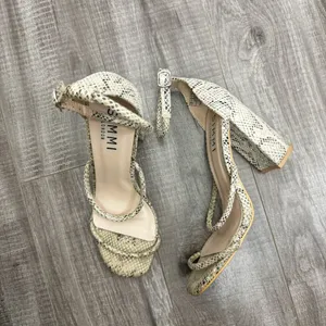 Simmi London Myra Snake Block Heeled Sandals in Beige Snake Size 7 thumbnail 2