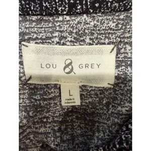 Lou & Grey Ann Taylor Loft Mottled Black White Mod Shift Henley Dress Large thumbnail 6