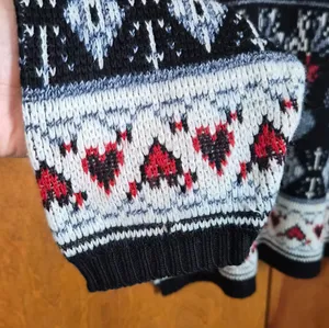 SEPARATE ISSUE Vintage Y2K Drop Shoulder Heart Print Acrylic Sweater Size Large thumbnail 2