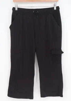 NYL New York Laundry Active Black Wide Leg Cropped Cargo Joggers Pants Size M thumbnail 1