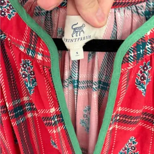 Printfresh Main Street Dress in Nostalgia Plaid Joyful Red Cotton Size Small NWT thumbnail 3