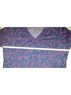 Dickies Unisex Nurse Doc Vet Scrub Top Pockets Size Small Navy with Dots thumbnail 5