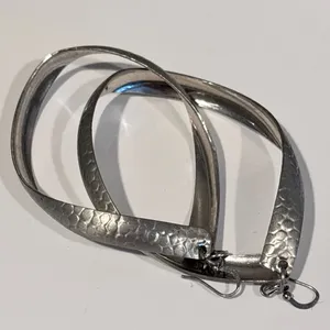 Silver Marquise Hammered Twirl Earrings thumbnail 12