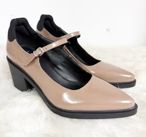 Aquatalia Casha Weatherproof Leather Mary Jane Pumps Tan Size 7 thumbnail 1