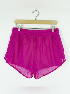 ALO Yoga Ambience Micro Mesh Overlay Gym Workout Shorts Hot Pink thumbnail 4