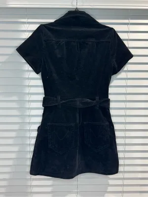Show Me Your MuMu Black Corduroy Short-Sleeve Belted Dress thumbnail 5