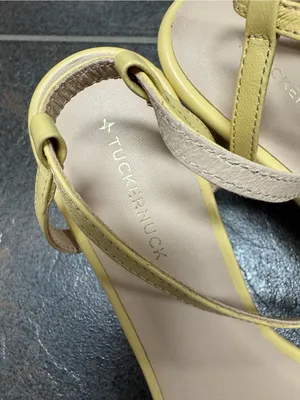 Tuckernuck Ava Heels Open Toe Ankle Strap Sandals Light Butter Yellow 6.5 $275 thumbnail 11