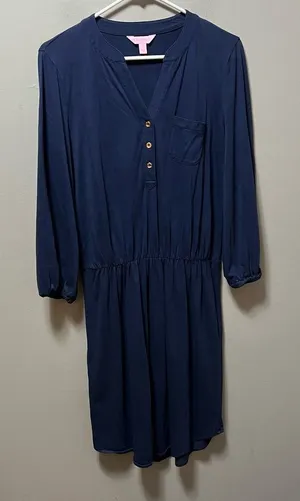 Lilly Pulitzer Beckett Navy‎ Jersey Cotton T-shirt Dress Size Small thumbnail 1