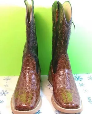 Roper Brown Croco Vamp Brown Shaft Western Boots Size 7.5 New Gift thumbnail 2