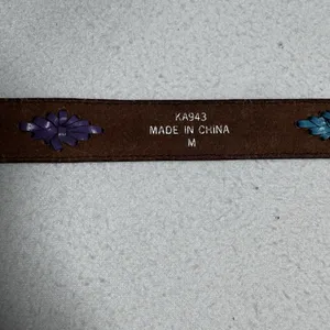 Vintage Genuine English Bridle Bonded Leather Belt Brown Floral Cutout Size‎ M thumbnail 6