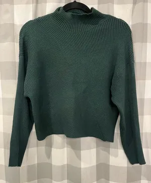 Maeve Forest Green Ribbed Mock Neck Sweater thumbnail 1