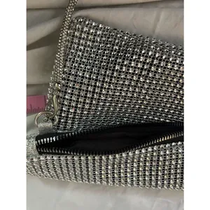 Source Unknown Silver Rhinestone Mesh Shoulder Bag Y2K Evening Purse Sparkly Wedding Party thumbnail 5