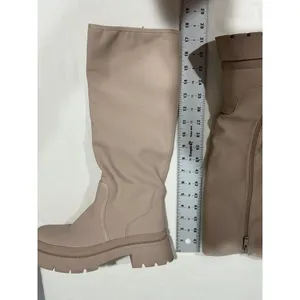 Womans Vivianly Size 7.5 Flesh Color Tall Chunky Heel Boots thumbnail 4