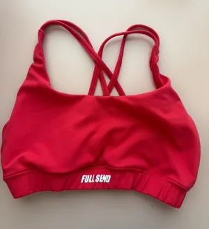 Red 'Full Send' Crisscross Sports Bra thumbnail 1