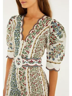 Farm Rio Fruit Beauty Off-White Linen Belted Romper Size M NWT $248 thumbnail 3
