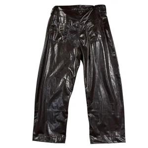 NWT Old Navy 18 Tall Extra High-Rise Barrel Leg Faux Leather Pants Topsoil Brown thumbnail 4