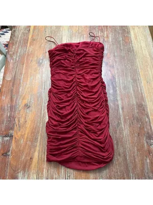 Princess Polly Deep Red Ruched Mini Dress US Size 8 thumbnail 10