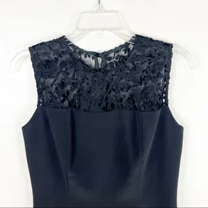 PAT ARGENTI Evening Wear Classic Black Velvet Lace Top Front Split Dress Size 6 thumbnail 5