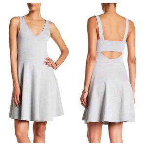 Vanity Room Grey Skater Dress Mini M NWT Gray Nordstrom V Neck Fit Flare thumbnail 2
