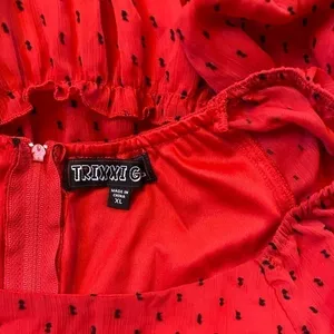 Trixxi Girl Red Black‎ Sheer Dot Party Dress Goth Red Devil Vamp - Juniors XL thumbnail 3