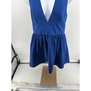 Banana Republic Anisa Mini Dress Blue Deep V Fit & Flare Sleeveless Size 16 thumbnail 5