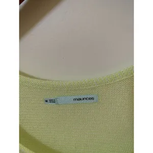 Maurices Womens Size M Sweater Tank Top Shirt Neon Yellow High Low Open Knit thumbnail 5