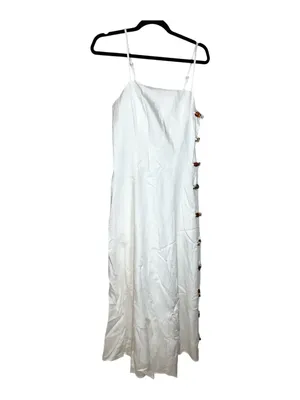 Commense Amber Detail Cami Midi Dress White Linen Blend Side Cutout Size S NWT thumbnail 5