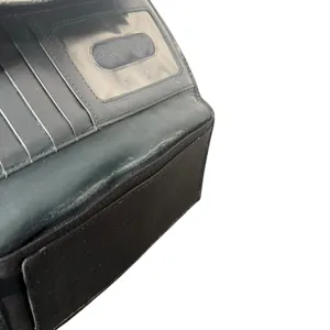 Lodis Black Leather Trifold Wallet Perforated‎ Flap Pocket Envelope Card Case ID thumbnail 10