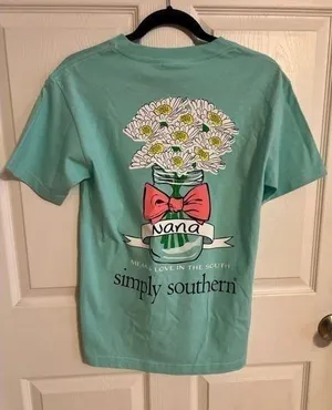 Simply Southern Shirt Womens Small Blue‎ Short Sleeve Nana Grandma Love Preppy thumbnail 1