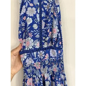 Abel the Label Blue Bell Cottage Floral Maxi Halter Backless Tie Back Dress Sz M thumbnail 9
