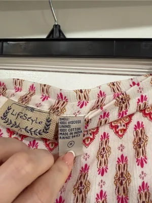 Women's Maxi Skirt in Pink and Cream Boho Print thumbnail 5
