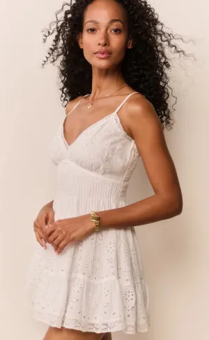 LoveShackFancy Azar Cotton Bandana Eyelet Mini Dress Size Medium thumbnail 1