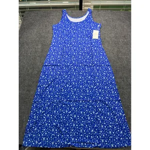 Dearmsrose Blue Floral Sleeveless Maxi Tank Dress Side Slits Summer Resort SZ XL thumbnail 2
