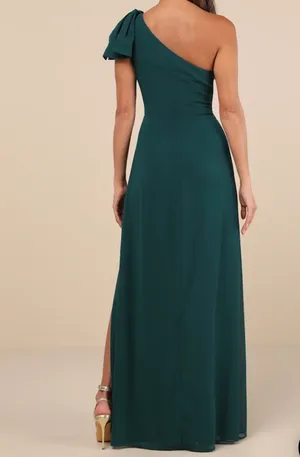 Lulu's One-Shoulder Emerald Green Dress thumbnail 5