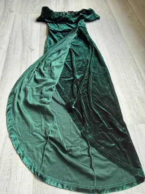 SHEIN Elegant Green Velvet Off-Shoulder Maxi Dress — Size S thumbnail 7