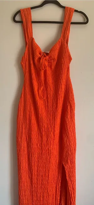 Free People Beach Maxi Orange Dress Summer Women Size Small Slit Outfit Casual thumbnail 1