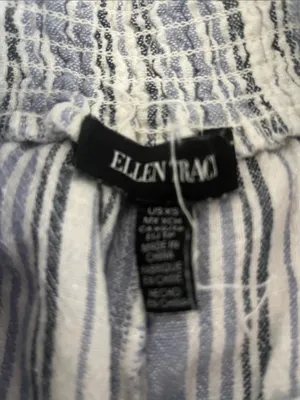 Ellen Tracy Blue & White Striped Wide-Leg Pants thumbnail 3