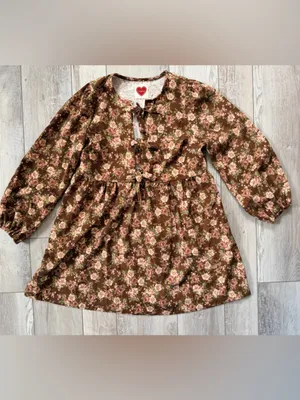 Bohme LovLov Beatrice Corduroy Brown Floral Mini Dress size large thumbnail 9