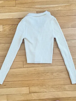 Aerie ribbed cropped cardigan top thumbnail 8