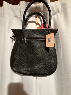 Mellow World Black Faux Leather Handbag Featuring A Colorful 3D Flower Accent thumbnail 2