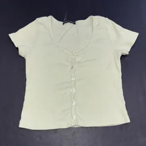 Brandi Melville Green Minimalist Full Button Cotton Crop Short Sleeve‎ Top 0 thumbnail 1