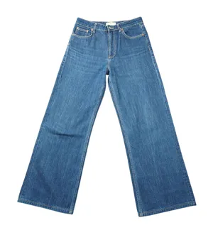 Mango MNG‎ Women's Size 4 Denim 100% Cotton Wide Leg High Waisted Blue Jeans thumbnail 1