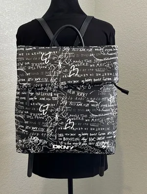 DKNY Black and White Graffiti Backpack thumbnail 1