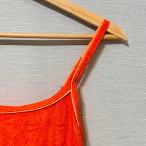 Aerie Womens Terry Cloth Camisole Top Orange Adjustable Straps XS thumbnail 4