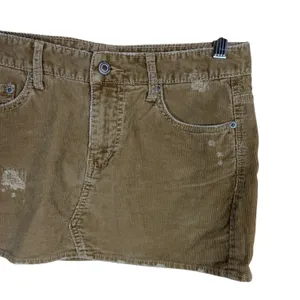 American Eagle Khaki Corduroy Distressed Mini Skirt Size 4 Frayed Hem Y2K Boho thumbnail 3