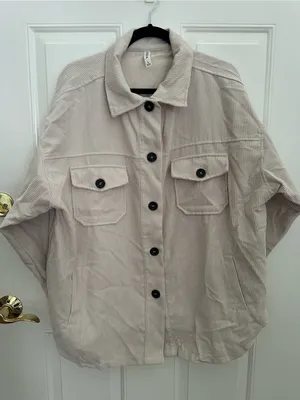 Zenana Oversized Corduroy Button-Up Jacket - Cream thumbnail 9