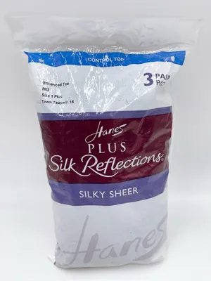 NEW Hanes 1 Plus Silk Reflections Silky Sheer Control Top Pantyhose Taupe 3 Pair thumbnail 1