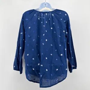 ROLLER RABBIT Blue Embroidered‎ Cotton Tunic Blouse Small S Boho V-Neck Slit Top thumbnail 7
